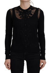 Dolce & Gabbana Black Floral Lace Button Cardigan Sweater -   -  Dolce & Gabbana.